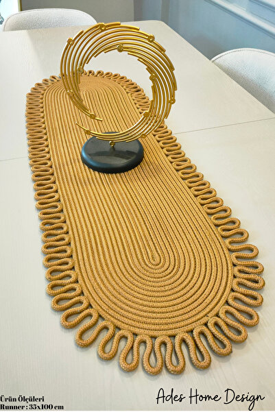 ADES HOME DESİGN Jüt, Runner, Amerikan Servisi, Supla, Masa Örtüsü, Sehpa Ört...