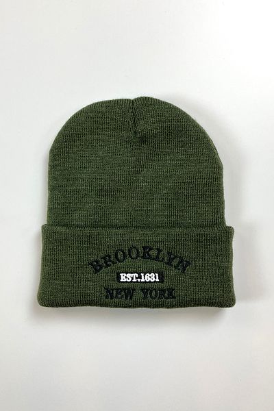Pissos Brooklyn Embroidery Beanie Winter Fold Unisex Trend Hat