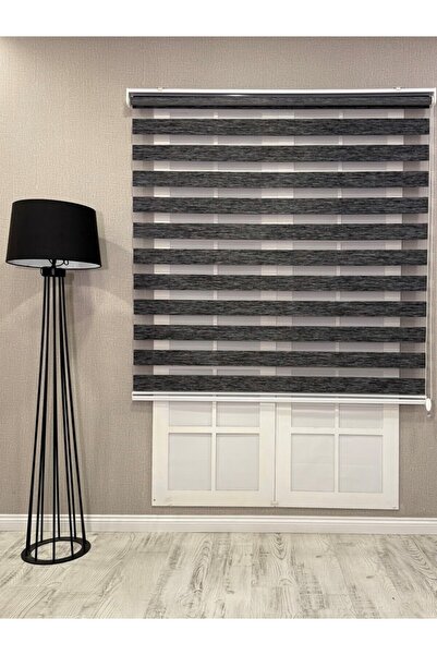 mep mekanik Donatti Bambu Zebra Stor Güneşlik Perde Siyah Gri Kırçıllı