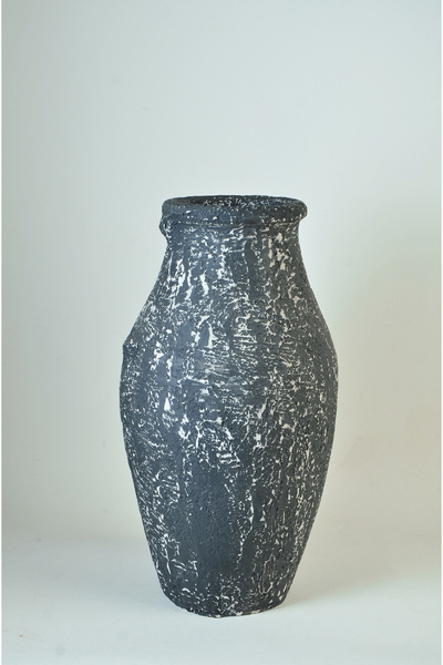 Rizzo Home El Yapımı Siyah Eskitme Dokulu Seramik Dekoratif Vazo – 40 Cm