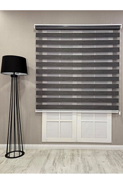 mep mekanik Donatti Bambu Zebra Stor Güneşlik Perde Füme Koyu Gri