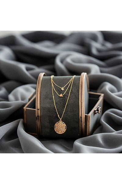 MR Multi-Zircon Stone Flower of Life Necklace