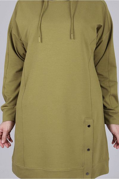 Moda Rosa 25K2055 - Olive - Plus Size Hijab Hooded Tunic