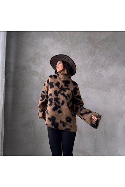 Boutique Sirena Leopard Detailed Knitwear Sweater