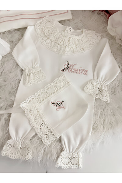 Kokoş Tokalar Pamuk dantellı tulum bere