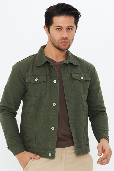 Oyga Ανδρικό μπουφάν Khaki Slim Fit