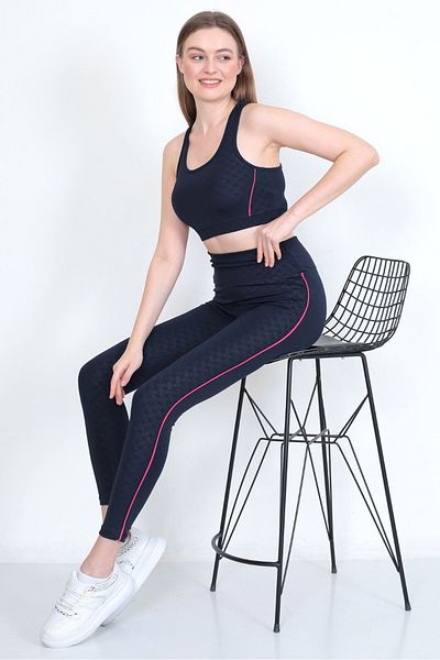 eccmoda γυναικείο ύφασμα κατάδυσης ψηλόμεσο 2 τεμαχίων αθλητικό crop & κολάν