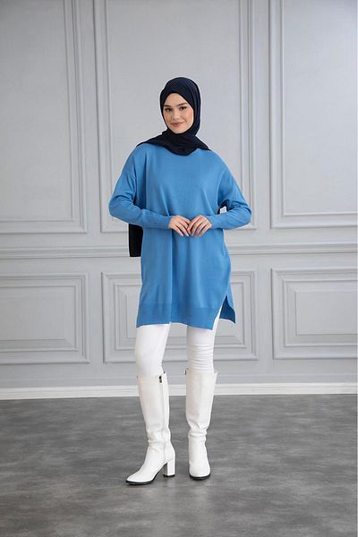 Gülce moda TUNICĂ DE tricotaje LĂSATE OVERSIZE MERSERIZATĂ SUBȚIRE