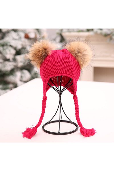 OEM Eva Hat with 2 Drool Pom Poms (Color: Red)