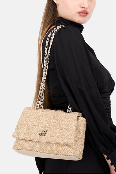 JASON WU Women Quilted Shoulder Bag 25 L x 14 H x 8 W cm, Beige