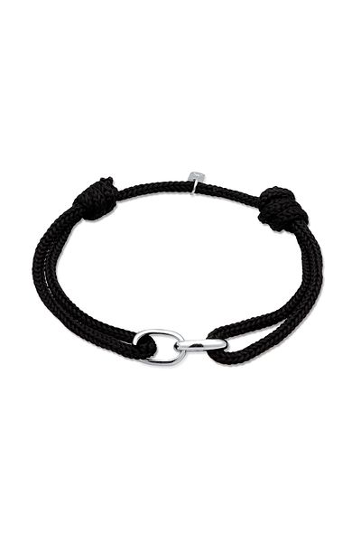 KUZZOI Náramek Pánské Links Oválný S Nylonem V 925 Sterling Silver