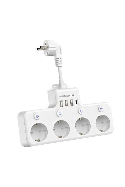 Choice 110-250v Eu 4 Whtie European Plug Power Strip Multi-contact Socket With 3 Usb And 1type-c Ports Hous