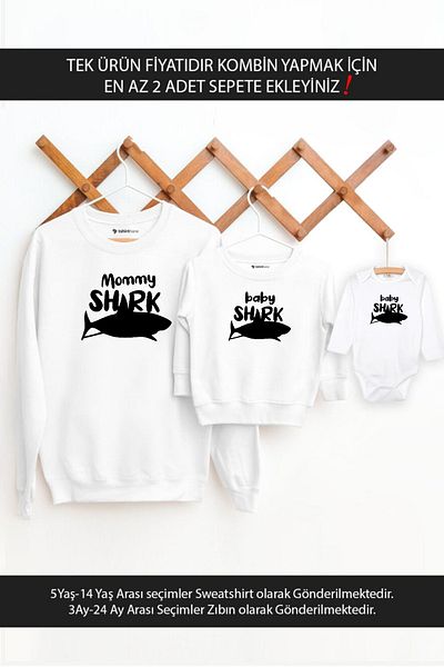 Tshirthane Shark Pattern Mommy Baby Shuttle for Mom and Daughter - Add to 2 Adept Basket