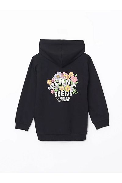 LC Waikiki Lcw Kids Black Hooded Girls Tracksuit Set