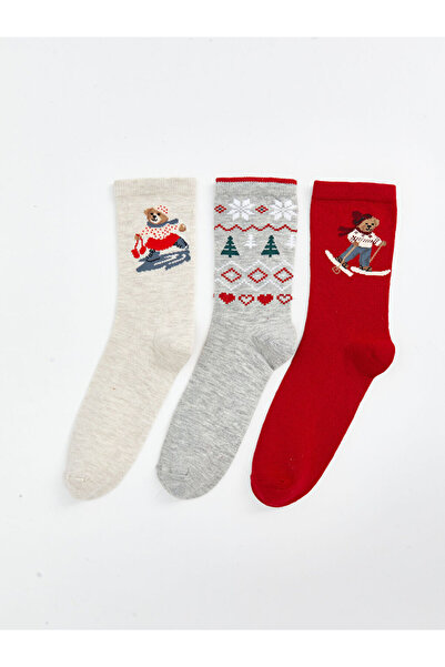 LC Waikiki Sparkling Choices from Shining Store |   Christmas Themed Women's Socks 3-Piece Set