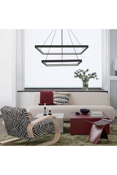 voxlamp lighting solutions Giulia 60*45 cm 76 Watt Black Led Chandelier Pendant Lamp - Sharp Corner
