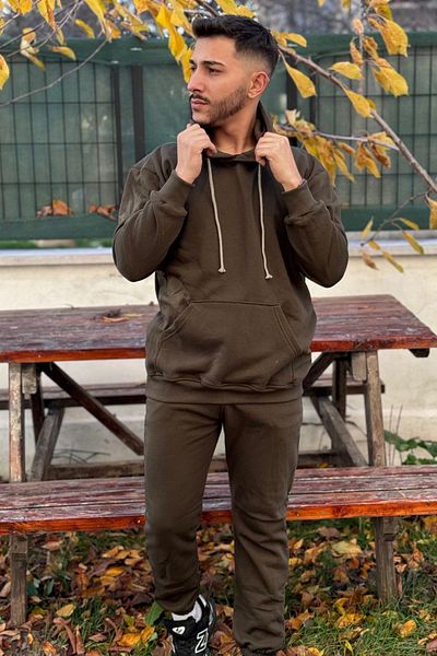 CMZ COLLECTİON KHAKI 3 THREAD oversize Women's Tracksuit (thick with fur inside)