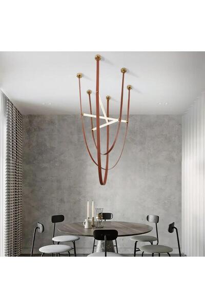 voxlamp lighting solutions Leather Light II Sarkıt Deri Led Avize 165cm 3000K