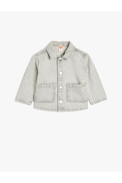 Koton Cotton Long Sleeve Denim Jacket - Pocket Detailed