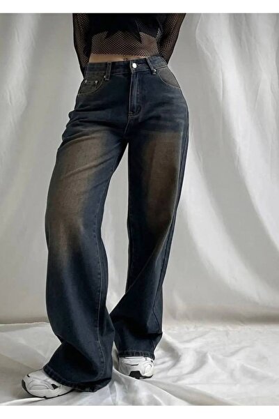 Stronger Μαύρος καφές που πλένεται ντεγκραντέ μοτίβο Streetwear φαρδύ παντελόνι