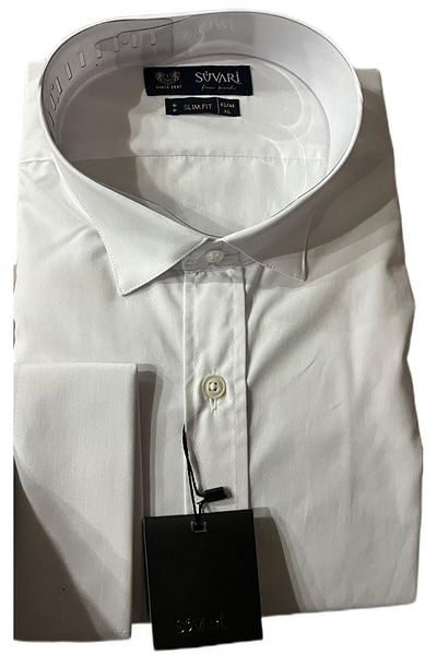 SÜVARİ SLIM FIT ΠΟΥΚΑΜΙΣΟ ΛΕΥΚΟ ΜΕ ΜΑΝΙΚΙΟ ΚΟΥΜΠΙ