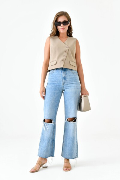 Saade Асиметричен жилет от норка с джоб