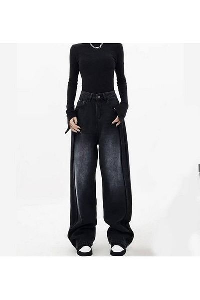 Stronger Sefur Wear Black Coffee Washed Gradient Print Streetwear Baggy Pants