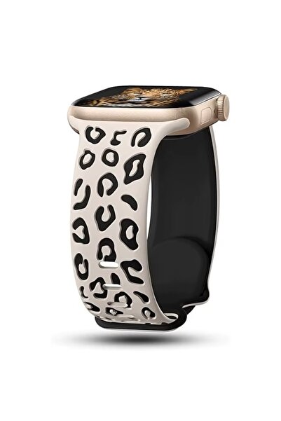 UnDePlus Apple Watch 44/45/46/49mm Kordon Leopar Desen Yumuşak Silikon Kordon...