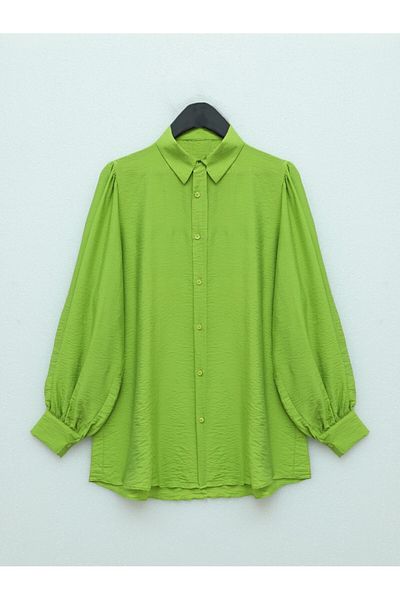 Modamorfo Balloon Sleeve Plain Tunic -F.Green