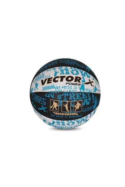 Vector X Power Basketball | Size 5 | Black, White, Blue | Rubber | Water Resistant | For Men & Boys
