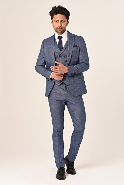 AGUSTİNİ New GenerationSlimFit Blue Suit - with Vest | Agustini