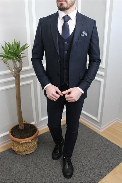 AGUSTİNİ Agustini - Dark Navy Blue,SlimFit Suit with Vest