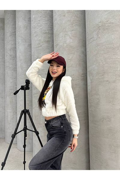 İLKCET MODA Суитшърт с качулка и бродерия с мече