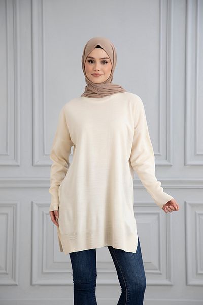 Gülce moda Μέγεθος 38/46 Thin Mercerized Oversize Casual Πλεκτό Τούνικ