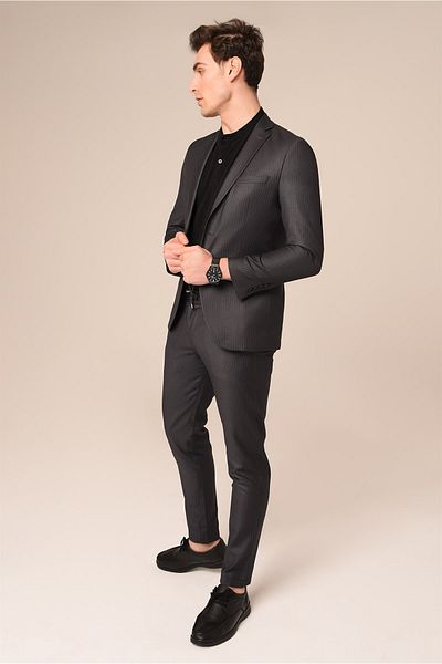 AGUSTİNİ Agustini Smoked StripedSlimFit Suit -JoggerPants