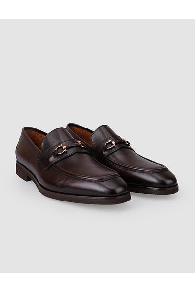 Cabani 100% Genuine Leather Brown Buckle Men's Classic Shoes