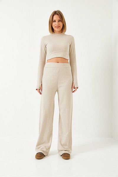 Bianco Lucci Women &Apos; S Set with Finger Straps - Elastic Waisted Palazzo Pants, 0206 60261177