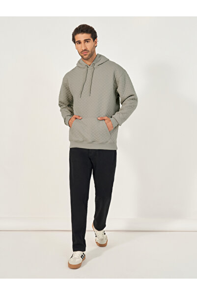 Styli Diamond Quilted Relaxed Hoodie with Kangaroo Pocket