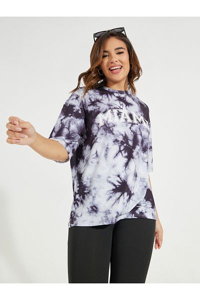 Styli Tie Dye Print T-Shirt & Flared Pants Co-Ords