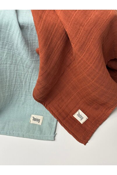 NOİSY TEKSTİL Multi-Purpose 2 Pieces 100% Cotton 70X70 cm 2 Layer and 3 Layer Muslin Baby Blanket % Cover