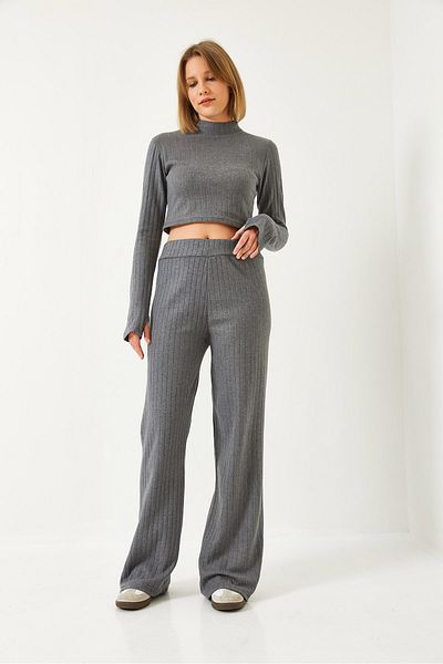Bianco Lucci Women &Apos; S Set with Finger Straps - Elastic Waisted Palazzo Pants, 0206 60261177