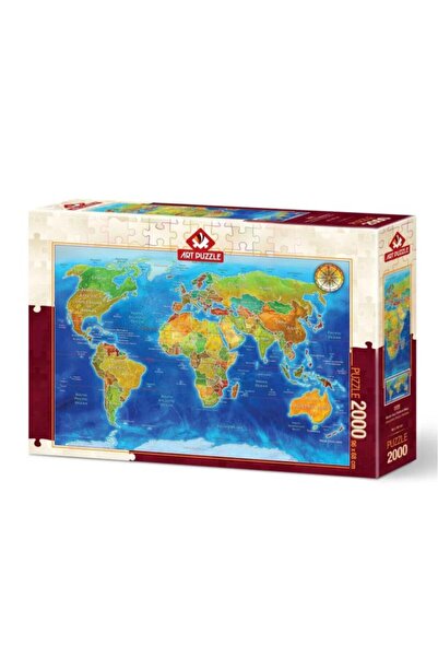 Tıfıl Toys Jeopolitik Dünya Haritası - 2000 Parça Monoblok Puzzle