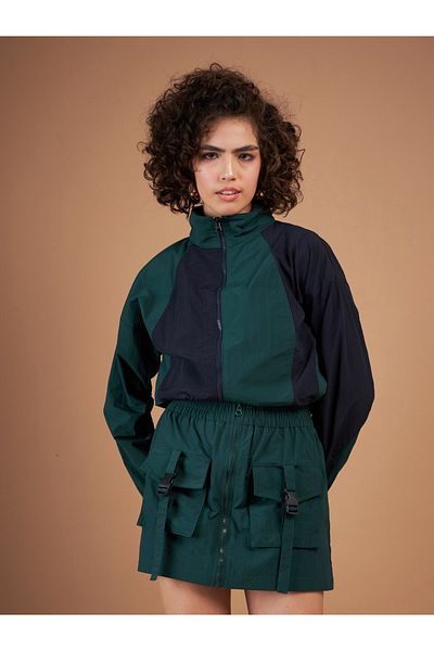 Sassafras By Styli Color Block Parachute Zipper Jacket