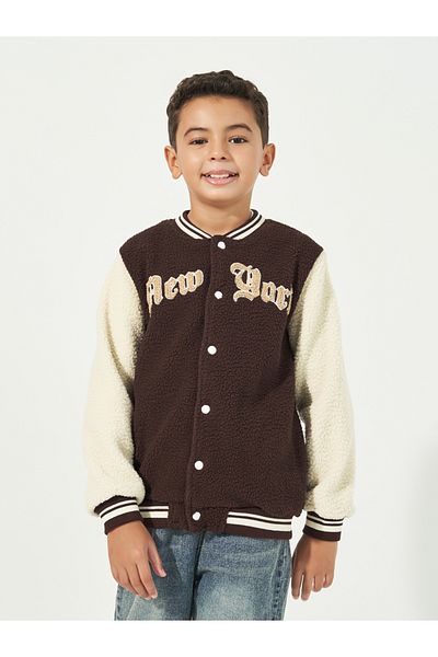 Styli Embroidered Colorblock Varsity Jacket