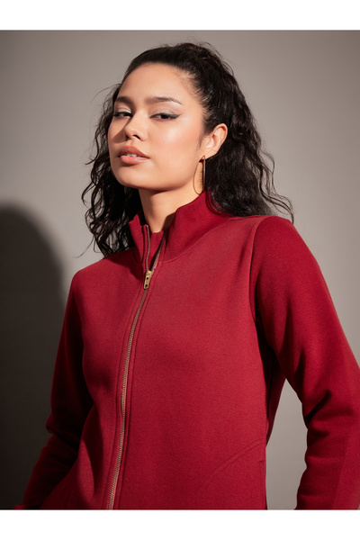 Sassafras By Styli High Neck Fleece Zipper Jacket