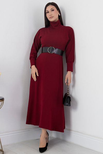 PULLIMM Rochie cu mânecă lungă cu centură cu gât 992-3040