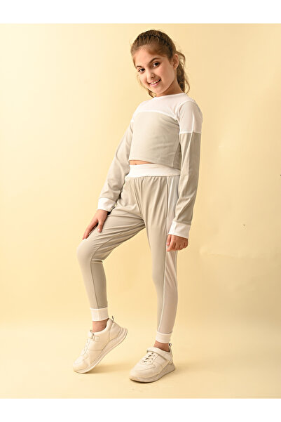 LilPicks By Styli Color Block Mesh Detail T-Shirt & Leggings Set