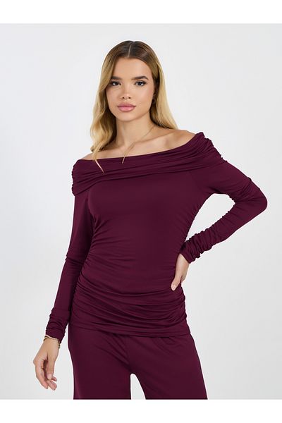 Styli Off Shoulder Top & Wide Leg Pants Co-Ords