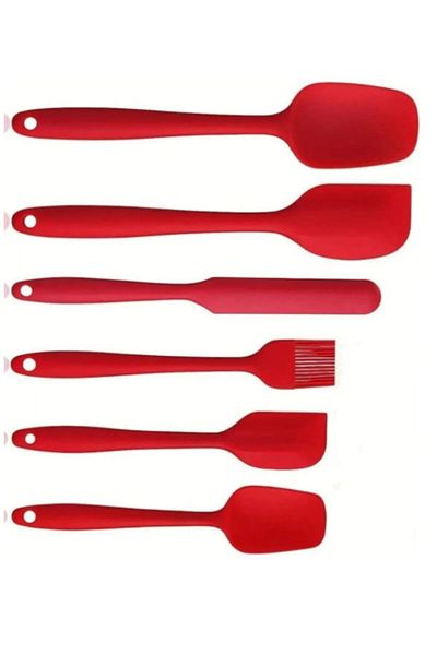 PERİBOİA Periboia Set of 6 - Fireproof and Nonstick Kitchen Effect, Pastry, Silicone, Egg Brush and Spoon Knife Spatula