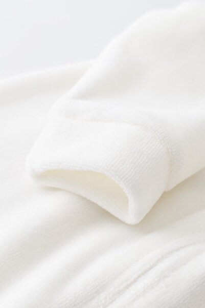 BabyCosy Salopeta cu maneca lunga si fermoar din 80%bumbac organic si 20% poliester - Ecru, BabyCosy